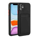 For iPhone 12 Card Slot Design Shockproof TPU Protective Case(Black) - 1