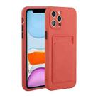 For iPhone 12 Pro Card Slot Design Shockproof TPU Protective Case(Plum Red) - 1