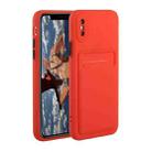 For iPhone X / XS Card Slot Design Shockproof TPU Protective Case(Red) - 1