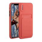 For iPhone X / XS Card Slot Design Shockproof TPU Protective Case(Plum Red) - 1