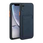 For iPhone XR Card Slot Design Shockproof TPU Protective Case(Dark Blue) - 1