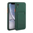 For iPhone XR Card Slot Design Shockproof TPU Protective Case(Dark Green) - 1