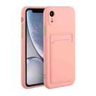 For iPhone XR Card Slot Design Shockproof TPU Protective Case(Pink) - 1