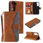 For Samsung Galaxy S21 FE Stitching Calf Texture Horizontal Flip Leather Case with Holder & Card Slots & Wallet(Brown) - 1
