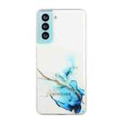 For Samsung Galaxy S21 5G Hollow Marble Pattern TPU Precise Hole Protective Case(Blue) - 1
