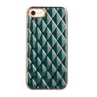 For iPhone SE 2022 / SE 2020 / 8 / 7 Electroplated Rhombic Pattern Sheepskin TPU Protective Case(Dark Green) - 1