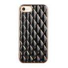 For iPhone SE 2022 / SE 2020 / 8 / 7 Electroplated Rhombic Pattern Sheepskin TPU Protective Case(Black) - 1