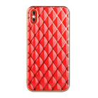 For iPhone X / XS Electroplated Rhombic Pattern Sheepskin TPU Protective Case(Red) - 1