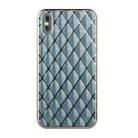 For iPhone X / XS Electroplated Rhombic Pattern Sheepskin TPU Protective Case(Grey Green) - 1