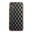 For iPhone X / XS Electroplated Rhombic Pattern Sheepskin TPU Protective Case(Black) - 1