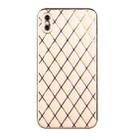 For iPhone X / XS Electroplated Rhombic Pattern Sheepskin TPU Protective Case(Pink) - 1