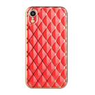 For iPhone XR Electroplated Rhombic Pattern Sheepskin TPU Protective Case(Red) - 1