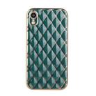 For iPhone XR Electroplated Rhombic Pattern Sheepskin TPU Protective Case(Dark Green) - 1