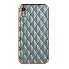For iPhone XR Electroplated Rhombic Pattern Sheepskin TPU Protective Case(Grey Green) - 1