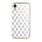 For iPhone XR Electroplated Rhombic Pattern Sheepskin TPU Protective Case(White) - 1