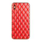 For iPhone XS Max Electroplated Rhombic Pattern Sheepskin TPU Protective Case(Red) - 1