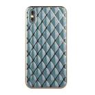 For iPhone XS Max Electroplated Rhombic Pattern Sheepskin TPU Protective Case(Grey Green) - 1