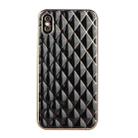 For iPhone XS Max Electroplated Rhombic Pattern Sheepskin TPU Protective Case(Black) - 1
