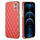 For iPhone 11 Electroplated Rhombic Pattern Sheepskin TPU Protective Case (Red) - 1
