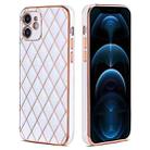 For iPhone 11 Electroplated Rhombic Pattern Sheepskin TPU Protective Case (White) - 1