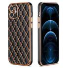 For iPhone 11 Electroplated Rhombic Pattern Sheepskin TPU Protective Case (Black) - 1