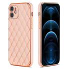 For iPhone 11 Electroplated Rhombic Pattern Sheepskin TPU Protective Case (Pink) - 1