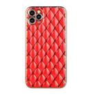 For iPhone 11 Pro Electroplated Rhombic Pattern Sheepskin TPU Protective Case (Red) - 1