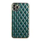 For iPhone 11 Pro Electroplated Rhombic Pattern Sheepskin TPU Protective Case (Dark Green) - 1