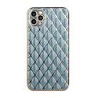 For iPhone 11 Pro Electroplated Rhombic Pattern Sheepskin TPU Protective Case (Grey Green) - 1
