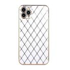 For iPhone 11 Pro Electroplated Rhombic Pattern Sheepskin TPU Protective Case (White) - 1