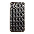 For iPhone 11 Pro Electroplated Rhombic Pattern Sheepskin TPU Protective Case (Black) - 1