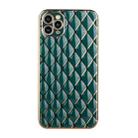 For iPhone 11 Pro Max Electroplated Rhombic Pattern Sheepskin TPU Protective Case (Dark Green) - 1