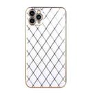 For iPhone 11 Pro Max Electroplated Rhombic Pattern Sheepskin TPU Protective Case (White) - 1