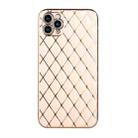 For iPhone 11 Pro Max Electroplated Rhombic Pattern Sheepskin TPU Protective Case (Pink) - 1