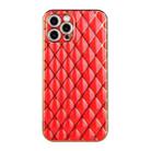 For iPhone 12 Pro Electroplated Rhombic Pattern Sheepskin TPU Protective Case(Red) - 1