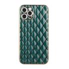 For iPhone 12 Pro Electroplated Rhombic Pattern Sheepskin TPU Protective Case(Dark Green) - 1