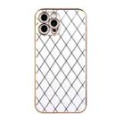 For iPhone 12 Pro Electroplated Rhombic Pattern Sheepskin TPU Protective Case(White) - 1
