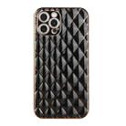 For iPhone 12 Pro Electroplated Rhombic Pattern Sheepskin TPU Protective Case(Black) - 1