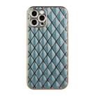 For iPhone 12 Pro Max Electroplated Rhombic Pattern Sheepskin TPU Protective Case(Grey Green) - 1