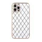For iPhone 12 Pro Max Electroplated Rhombic Pattern Sheepskin TPU Protective Case(White) - 1
