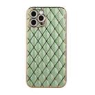 For iPhone 12 Pro Max Electroplated Rhombic Pattern Sheepskin TPU Protective Case(Avocado Green) - 1