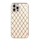 For iPhone 12 Pro Max Electroplated Rhombic Pattern Sheepskin TPU Protective Case(Pink) - 1