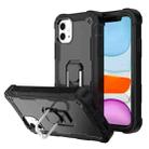 For iPhone 11 PC + Rubber 3-layers Shockproof Protective Case with Rotating Holder (Black) - 1