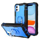 For iPhone 11 PC + Rubber 3-layers Shockproof Protective Case with Rotating Holder (Black + Blue) - 1