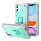 For iPhone 11 PC + Rubber 3-layers Shockproof Protective Case with Rotating Holder (Grey White + Mint Green) - 1