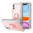 For iPhone 11 PC + Rubber 3-layers Shockproof Protective Case with Rotating Holder (Grey White + Rose Gold) - 1