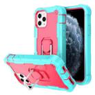 For iPhone 11 Pro PC + Rubber 3-layers Shockproof Protective Case with Rotating Holder (Mint Green + Rose Red) - 1
