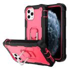 For iPhone 11 Pro PC + Rubber 3-layers Shockproof Protective Case with Rotating Holder (Black + Rose Red) - 1