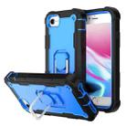 For iPhone SE 2022 / SE 2020 / 8 / 7 PC + Rubber 3-layers Shockproof Protective Case with Rotating Holder(Black + Blue) - 1