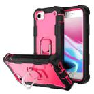 For iPhone SE 2022 / SE 2020 / 8 / 7 PC + Rubber 3-layers Shockproof Protective Case with Rotating Holder(Black + Rose Red) - 1